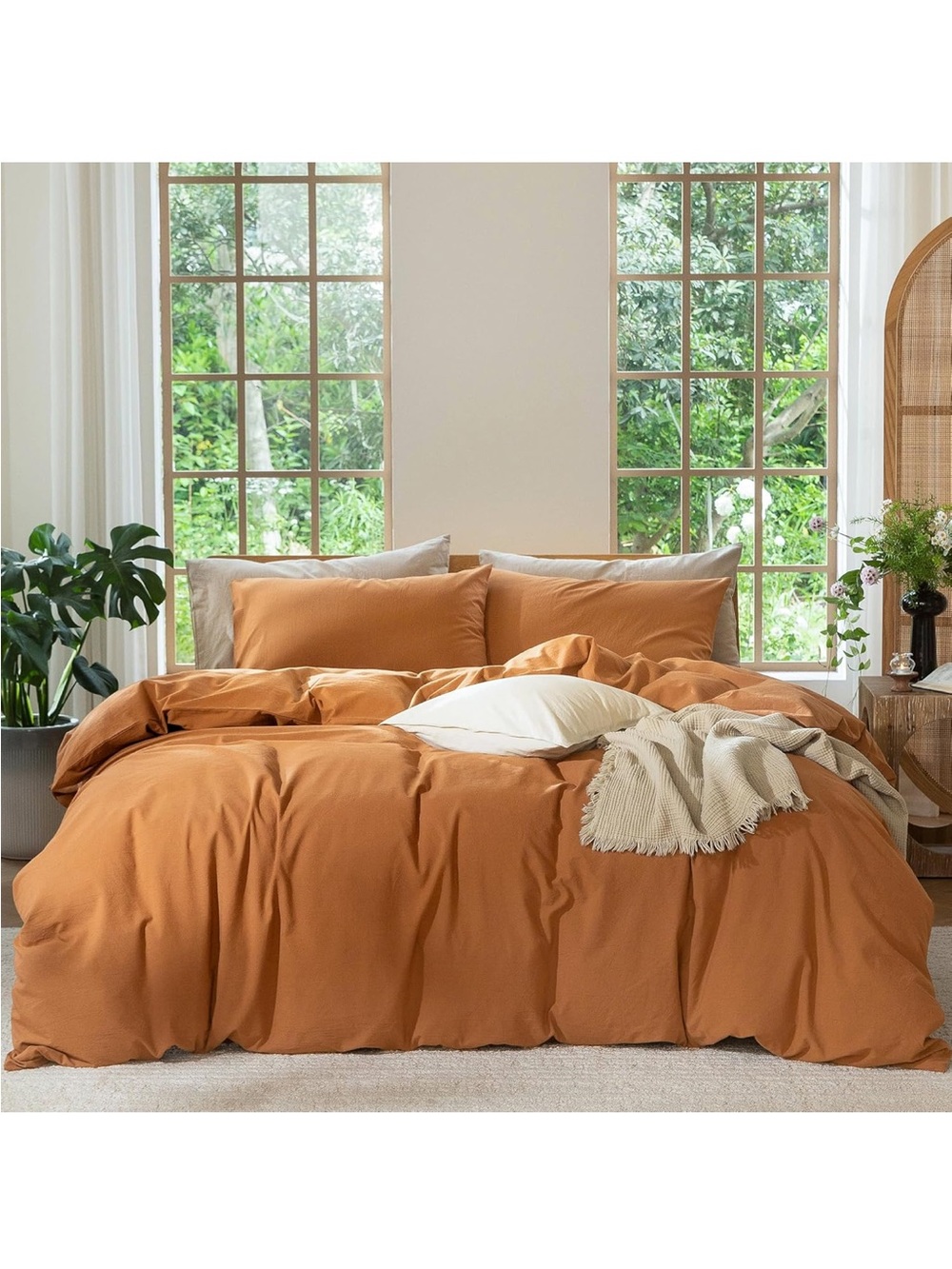 NEW MooMee Bedding Duvet Cover Set 100% Washed Cotton. Linen-Like Texture.